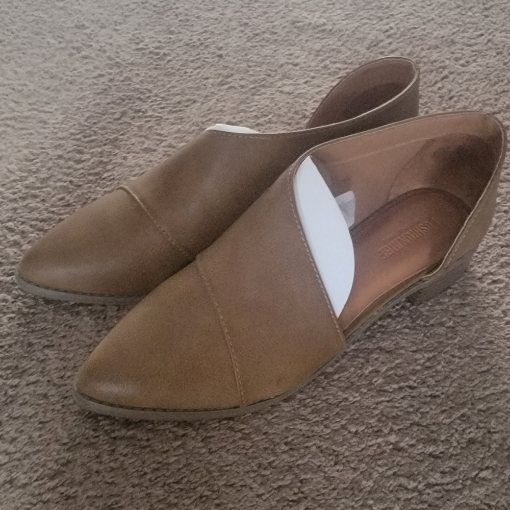 Tan/brown slide on dress shoes Size 10